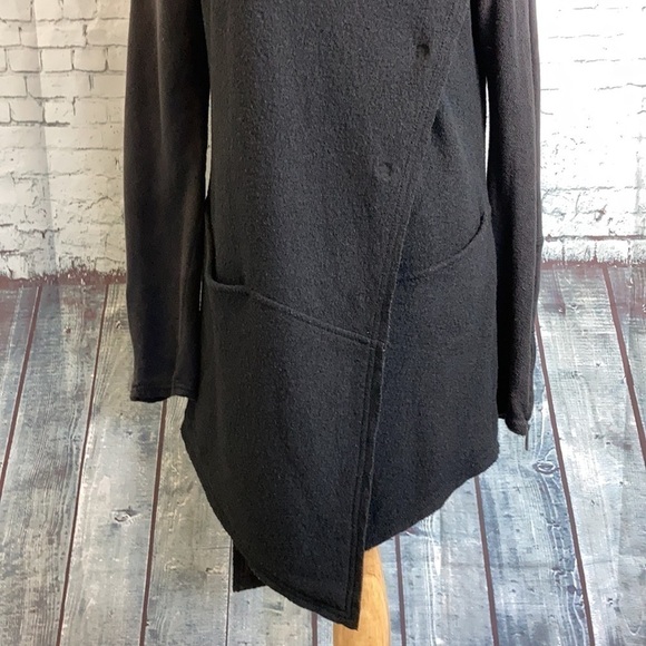 Free People Coat Black Drippy Wool Jacket S Asymmetrical Granola  Boho Festival - Picture 7 of 16